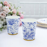 White / Blue Chinoiserie Floral Print Cups