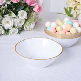 Glossy White / Gold Rim Plastic Dessert Bowls